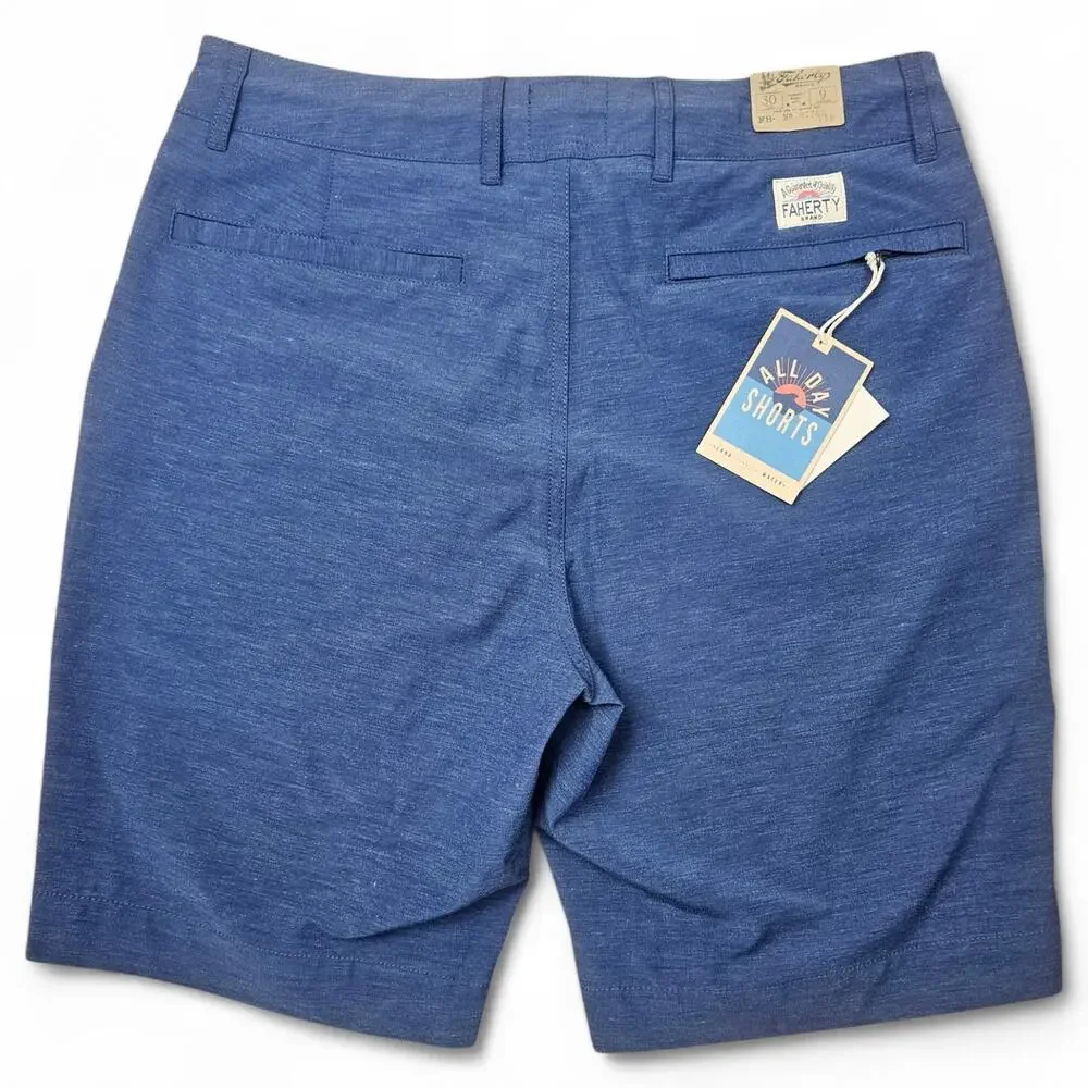 FAHERTY NWT All Day Shorts Men's XL Blue Performance Stretch Drawstring Golf